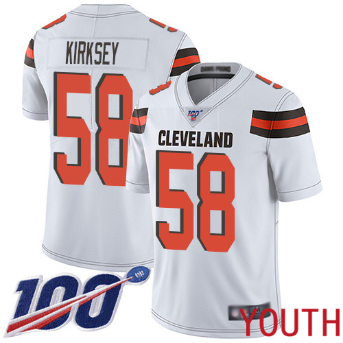 Cleveland Browns Christian Kirksey Youth White Limited Jersey #58 NFL Football Road 100th Season Vapor Untouchable